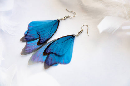Orecchini a forma di ali di fata blu zaffiro, pronti da regalare