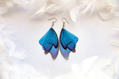 Orecchini a forma di ali di fata blu zaffiro, pronti da regalare