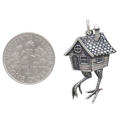 Ciondolo Casa di Baba Yaga in argento sterling o bronzo 29x18 mm