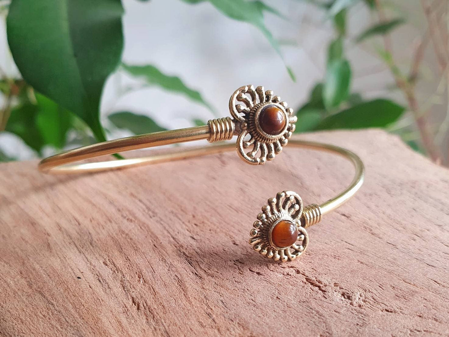 Bracciale in Occhio di Tigre | Ottone | Regolabile | Fatto a mano