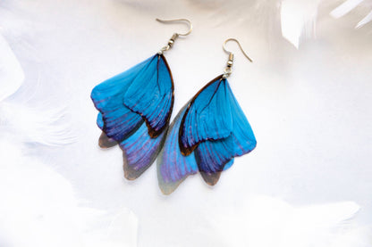 Orecchini a forma di ali di fata blu zaffiro, pronti da regalare