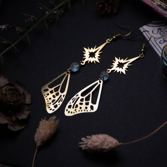 Wingstar | Orecchini in ottone | Ali di fata e stella | Fatto a mano