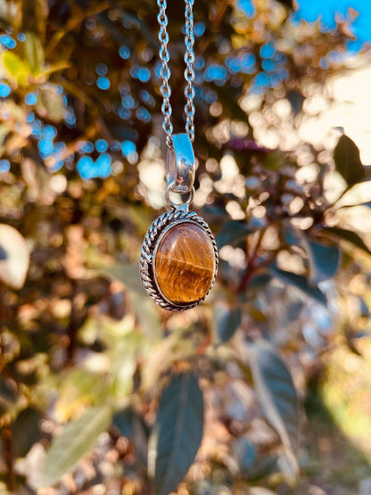 Collana placcata argento | Occhio di Tigre  | Fatto a mano