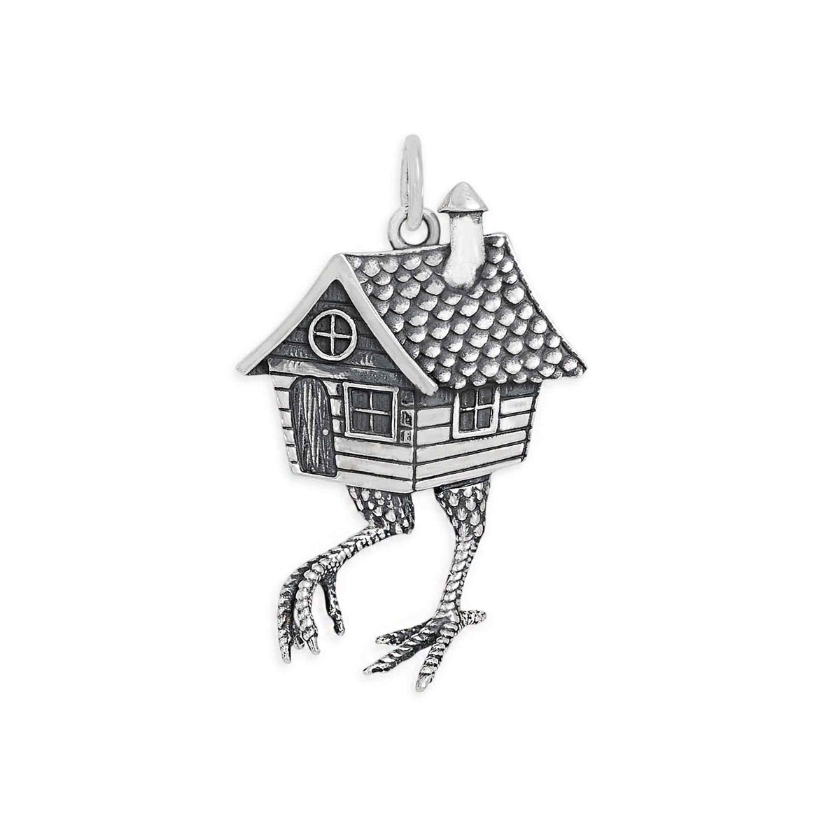 Ciondolo Casa di Baba Yaga in argento sterling o bronzo 29x18 mm
