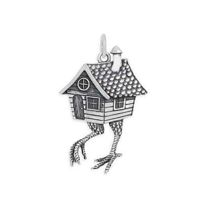 Ciondolo Casa di Baba Yaga in argento sterling o bronzo 29x18 mm