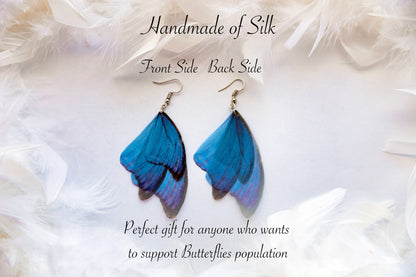 Orecchini a forma di ali di fata blu zaffiro, pronti da regalare