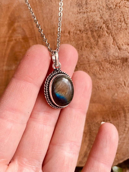 Collana placcata argento | Labradorite  | Fatto a mano
