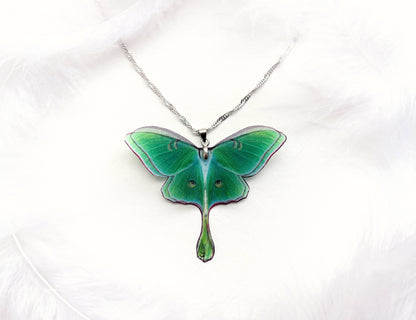 Ciondolo a forma di falena lunare verde fatto a mano, regalo perfetto