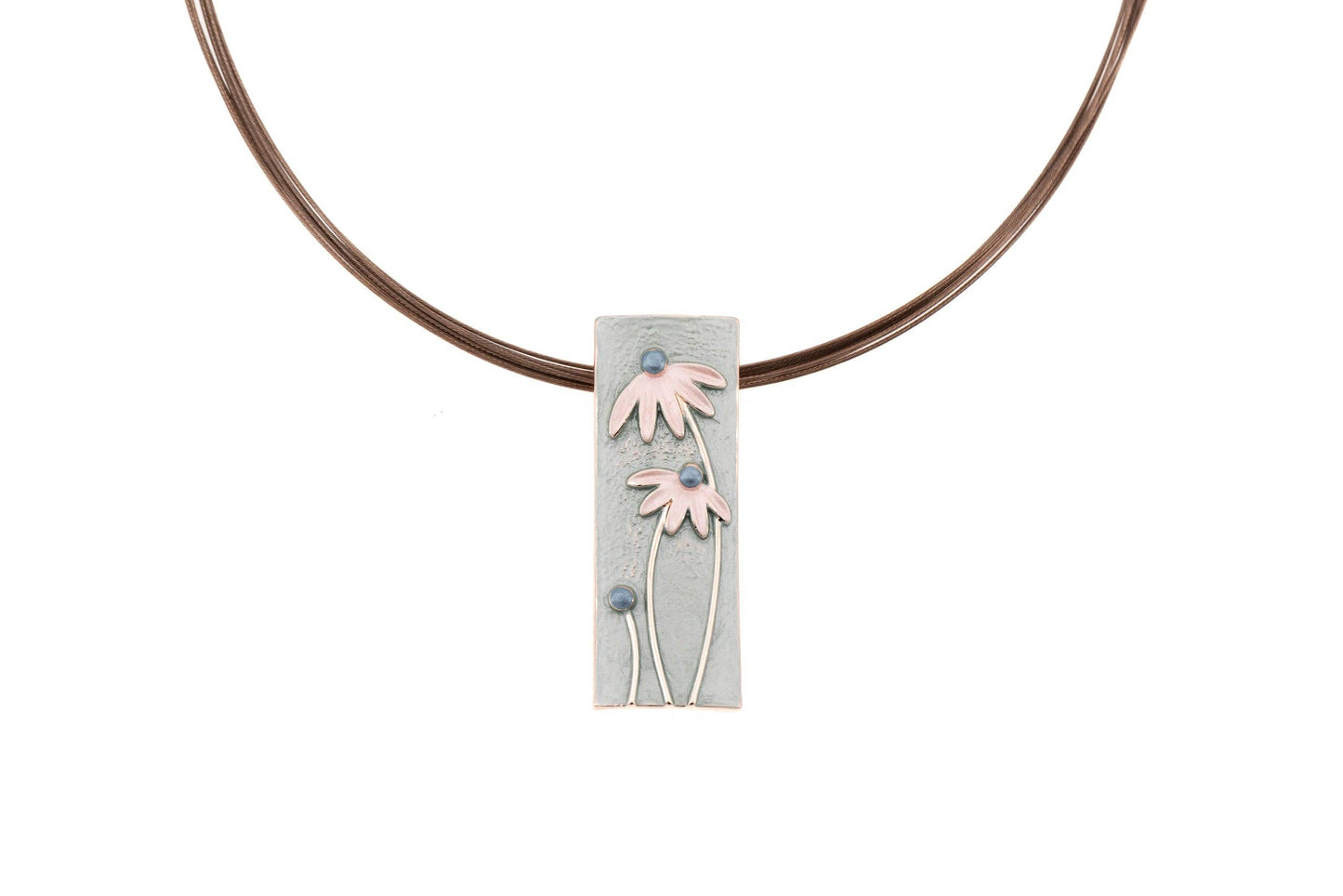 Collana quadretto margherite | dipinta a mano | zama con finitura in oro rosa