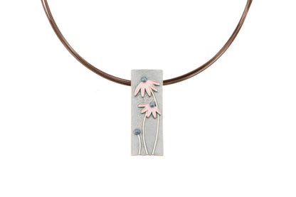 Collana quadretto margherite | dipinta a mano | zama con finitura in oro rosa