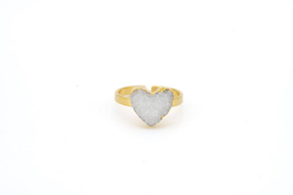 Anello cuore | Agata Bianca | Regolabile