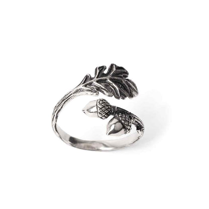 Anello argento sterling riciclato | quercia e ghianda | Regolabile | FairTrade