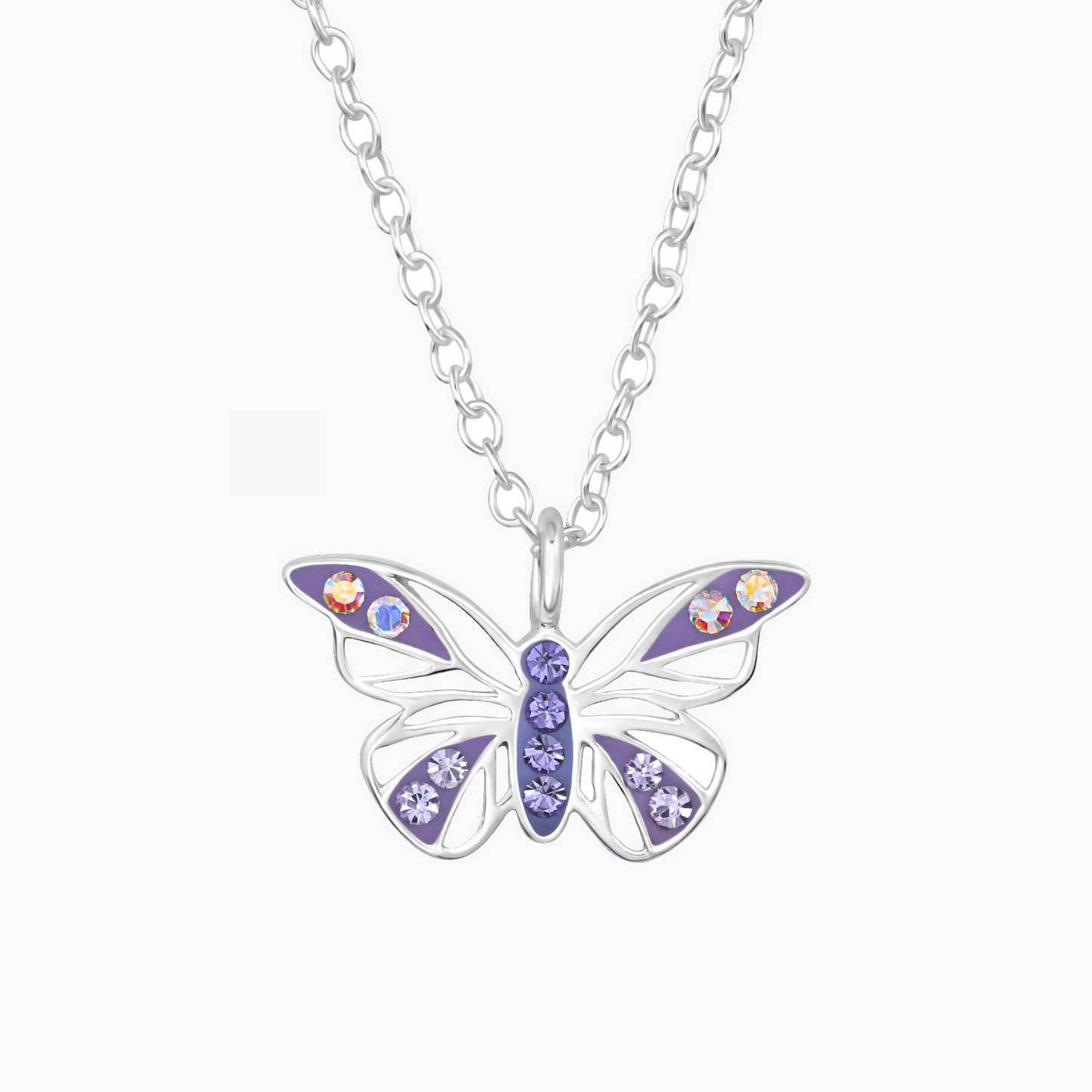 Pixewing | Collana Farfalla in Argento 925 con Cristalli Viola