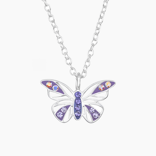 Pixewing | Collana Farfalla in Argento 925 con Cristalli Viola