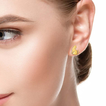 Mewline | Orecchini Gatto in Acciaio Inossidabile | Placcato oro