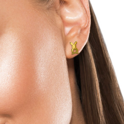 Bunnyheart | Orecchini Coniglietto con Cuore in Acciaio Inossidabile | Placcato Oro