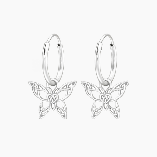 Faeknot| Orecchini a Cerchio con Farfalla in Argento 925
