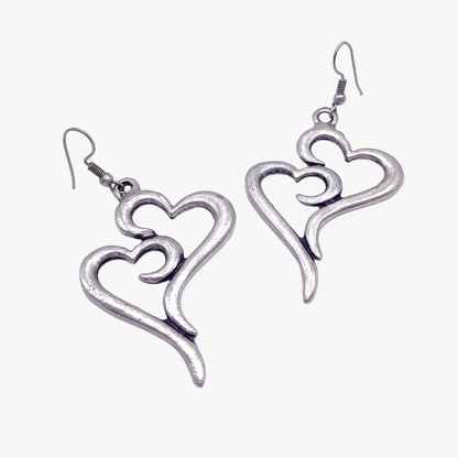 Lovespell | Orecchini doppio cuore | Zinco Placcato in Argento