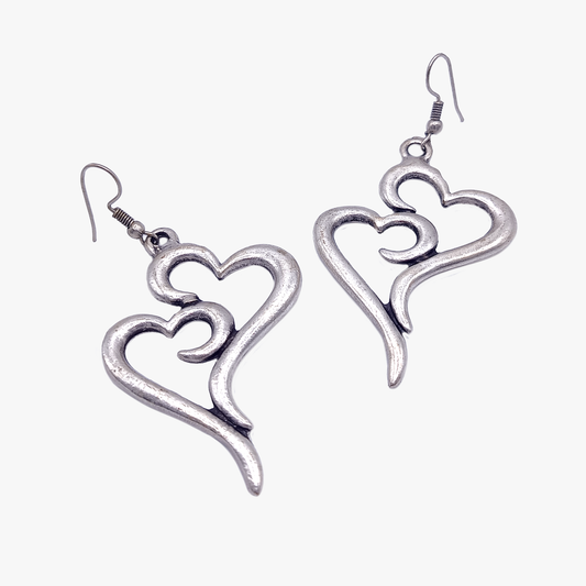 Lovespell | Orecchini doppio cuore | Zinco Placcato in Argento