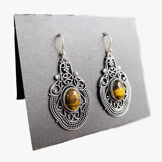 Orecchini pendenti | placcato argento | Occhio di tigre | Fatto a mano