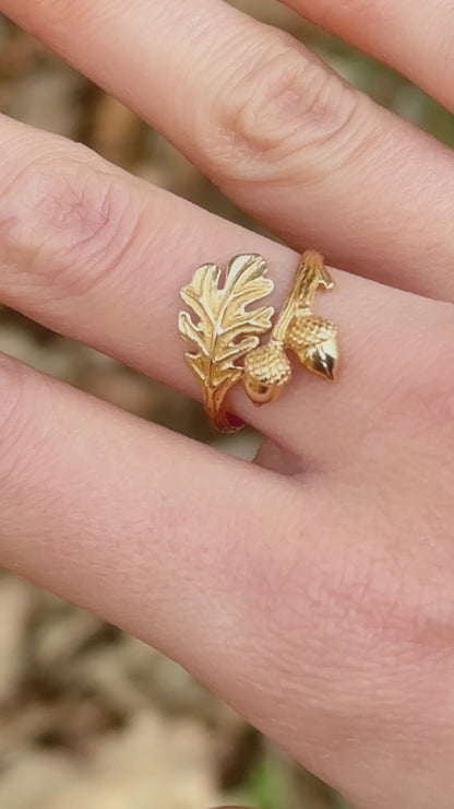 Anello argento bronzo | quercia e ghianda | Regolabile | FairTrade