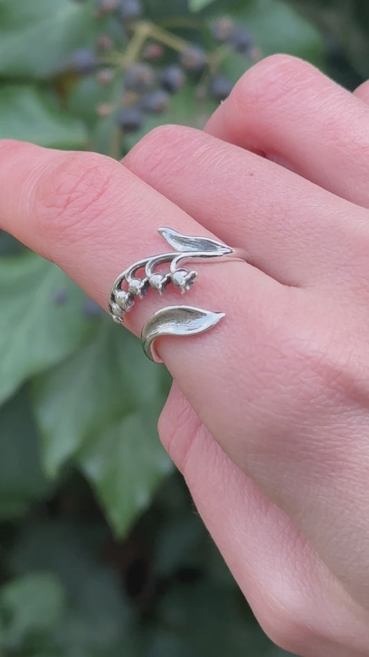 Anelli regolabili in argento sterling | Mughetto | Fiore delle fate | Fairtrade