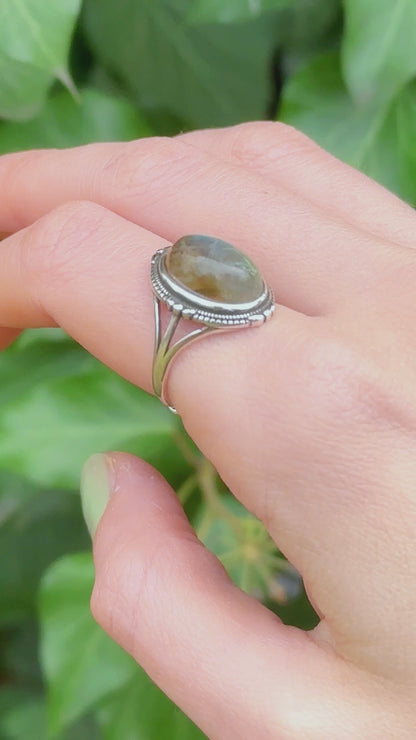 Anelli in Labradorite | Regolabili | Ottone Placcato Argento