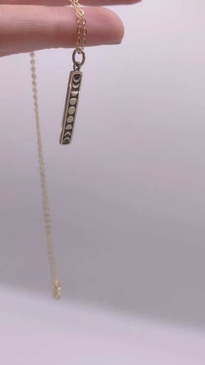 Collana verticale fasi lunari | Bronzo | Catenina Placcata Oro