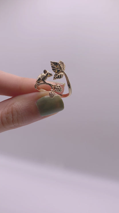 Anello Topolino con Mora | Regolabile | Bronzo | Fairtrade