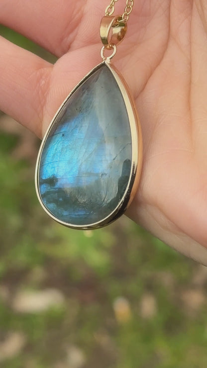 Collana Labradorite | Goccia 36 x 26 mm