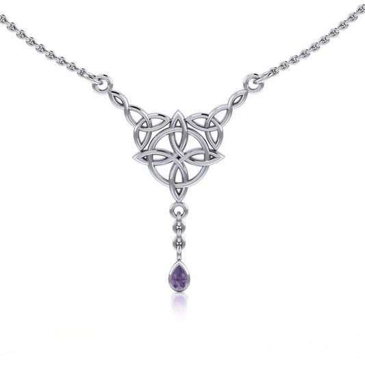 Collana con Nodo Celtico Quaternario | Ametista | Argento Sterling | Artigianale