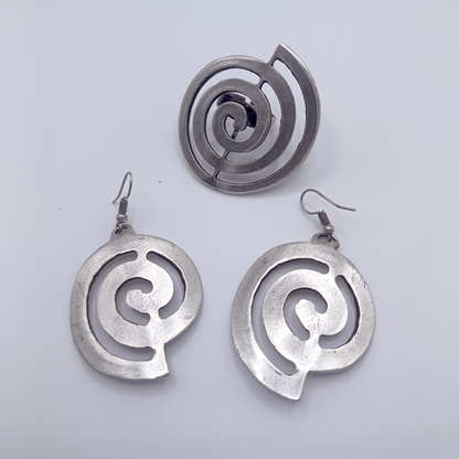 Moonwhirl | Set orecchini e anello | spirale | placcati in argento